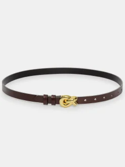 Accessories-Source Unknown Twisted Knot Buckle Belt, Brown