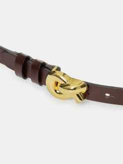 Accessories-Source Unknown Twisted Knot Buckle Belt, Brown