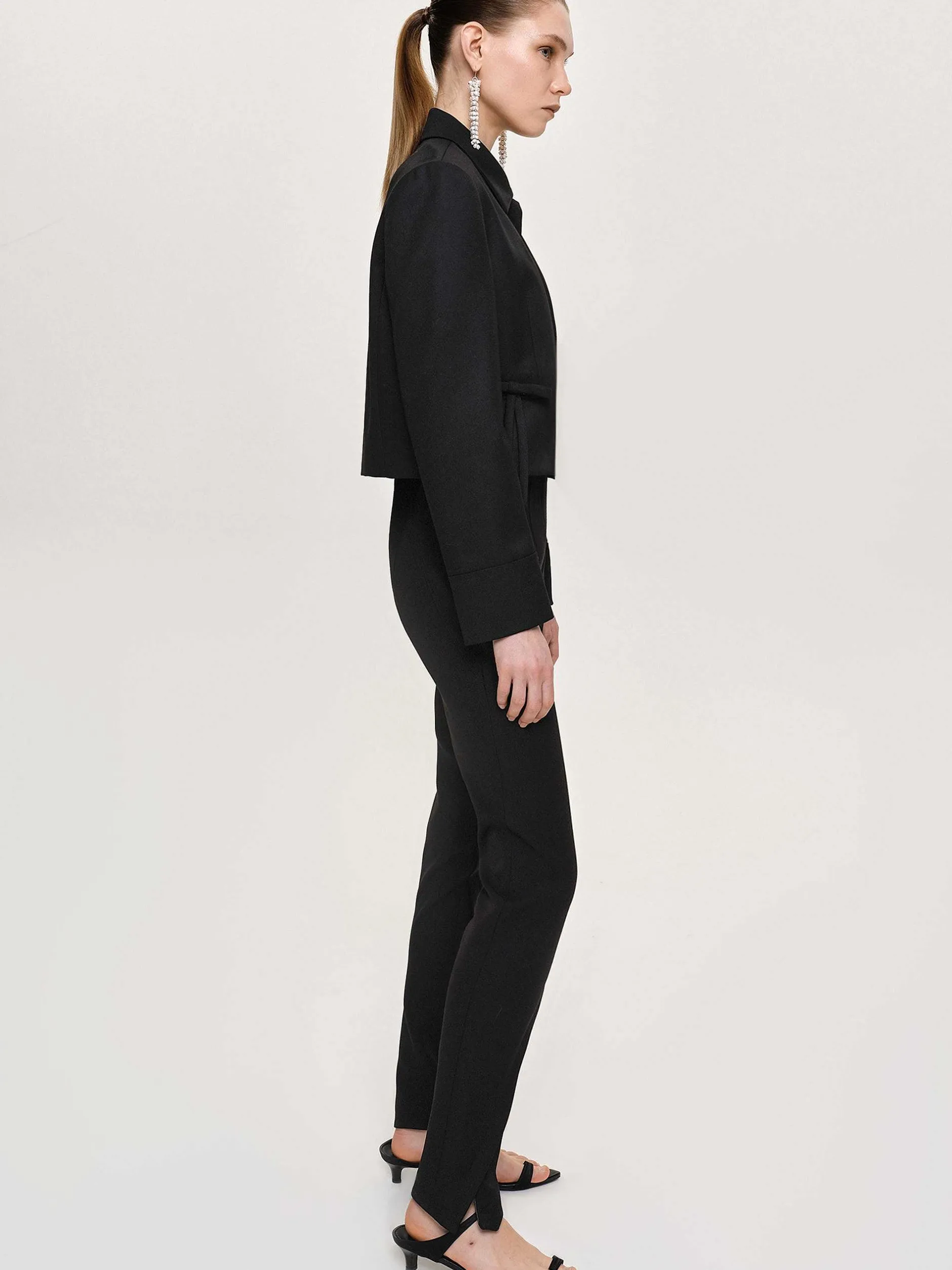 Bottoms-Source Unknown Tyia Bias-Cut Slim Trousers, Black