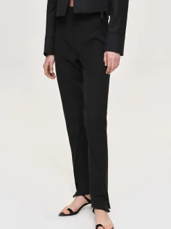 Bottoms-Source Unknown Tyia Bias-Cut Slim Trousers, Black