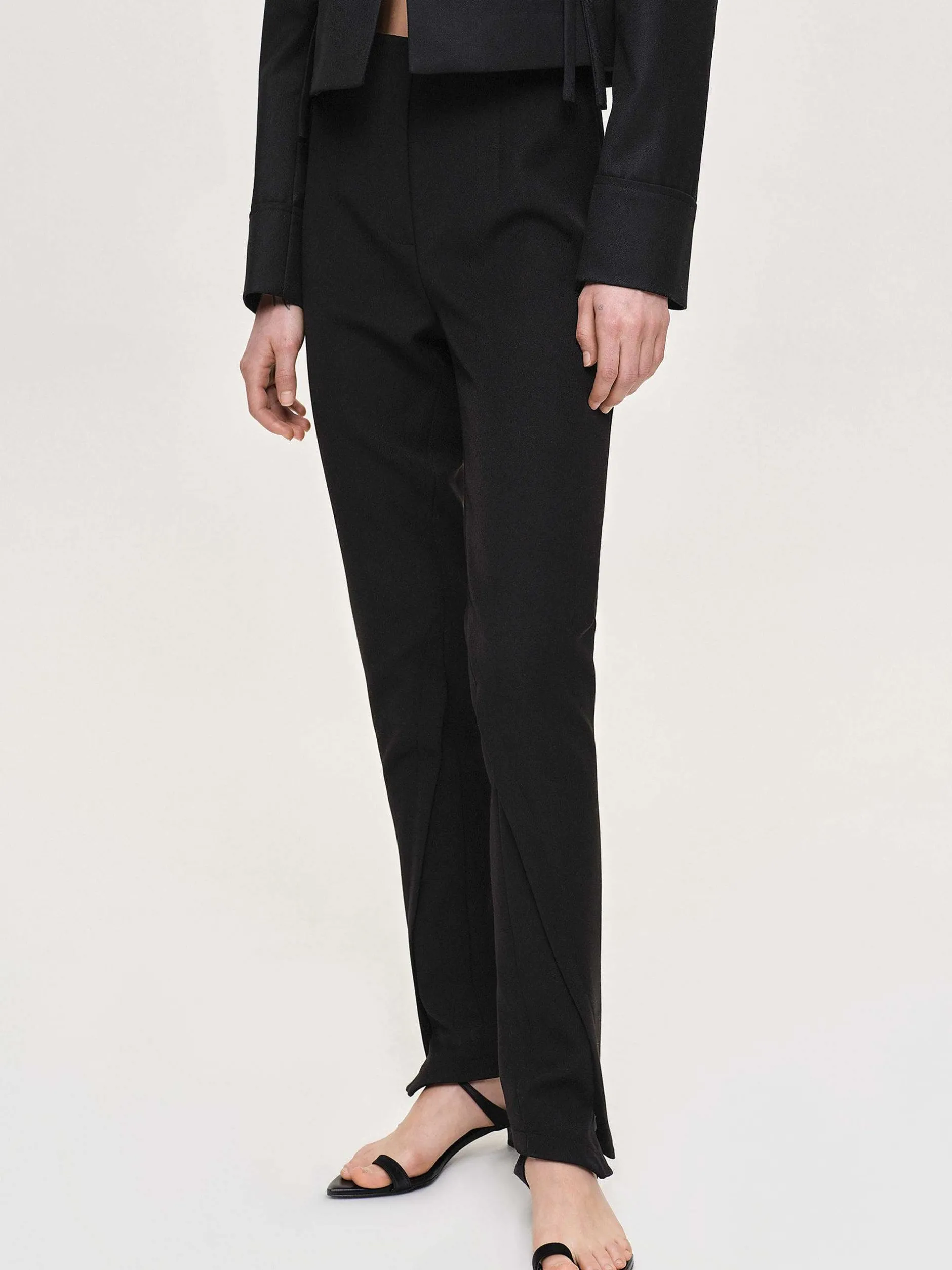 Bottoms-Source Unknown Tyia Bias-Cut Slim Trousers, Black