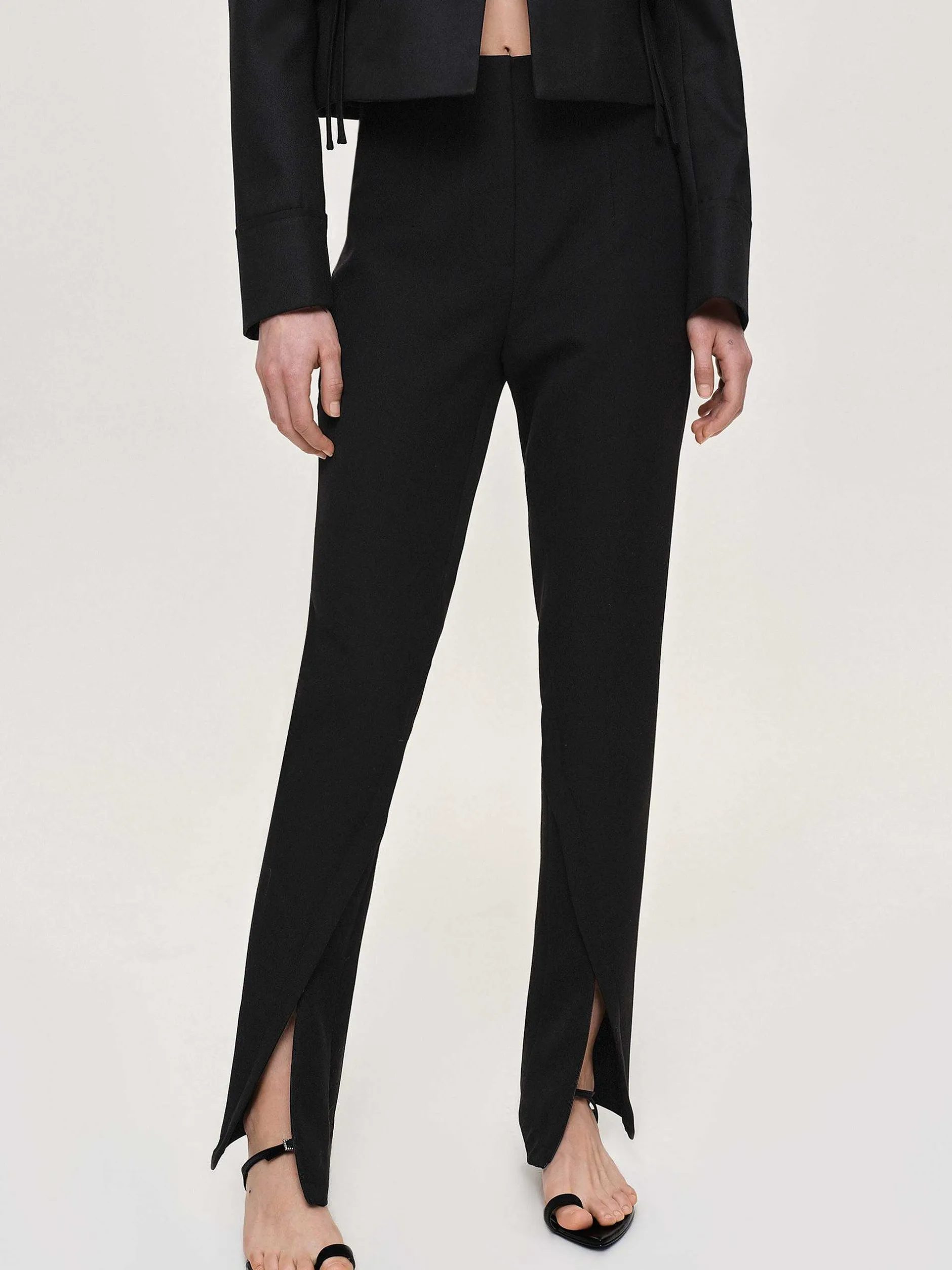 Bottoms-Source Unknown Tyia Bias-Cut Slim Trousers, Black