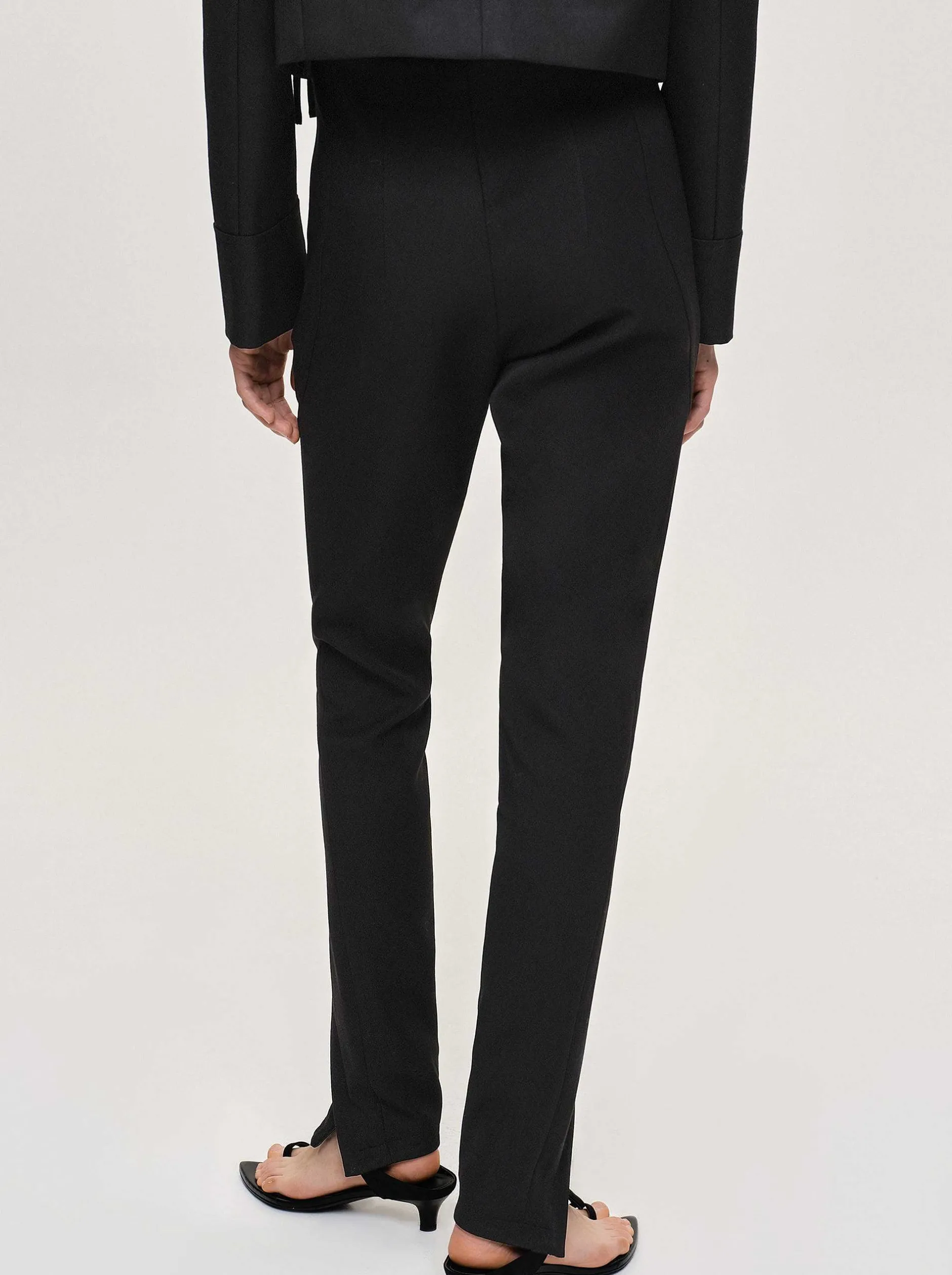 Bottoms-Source Unknown Tyia Bias-Cut Slim Trousers, Black