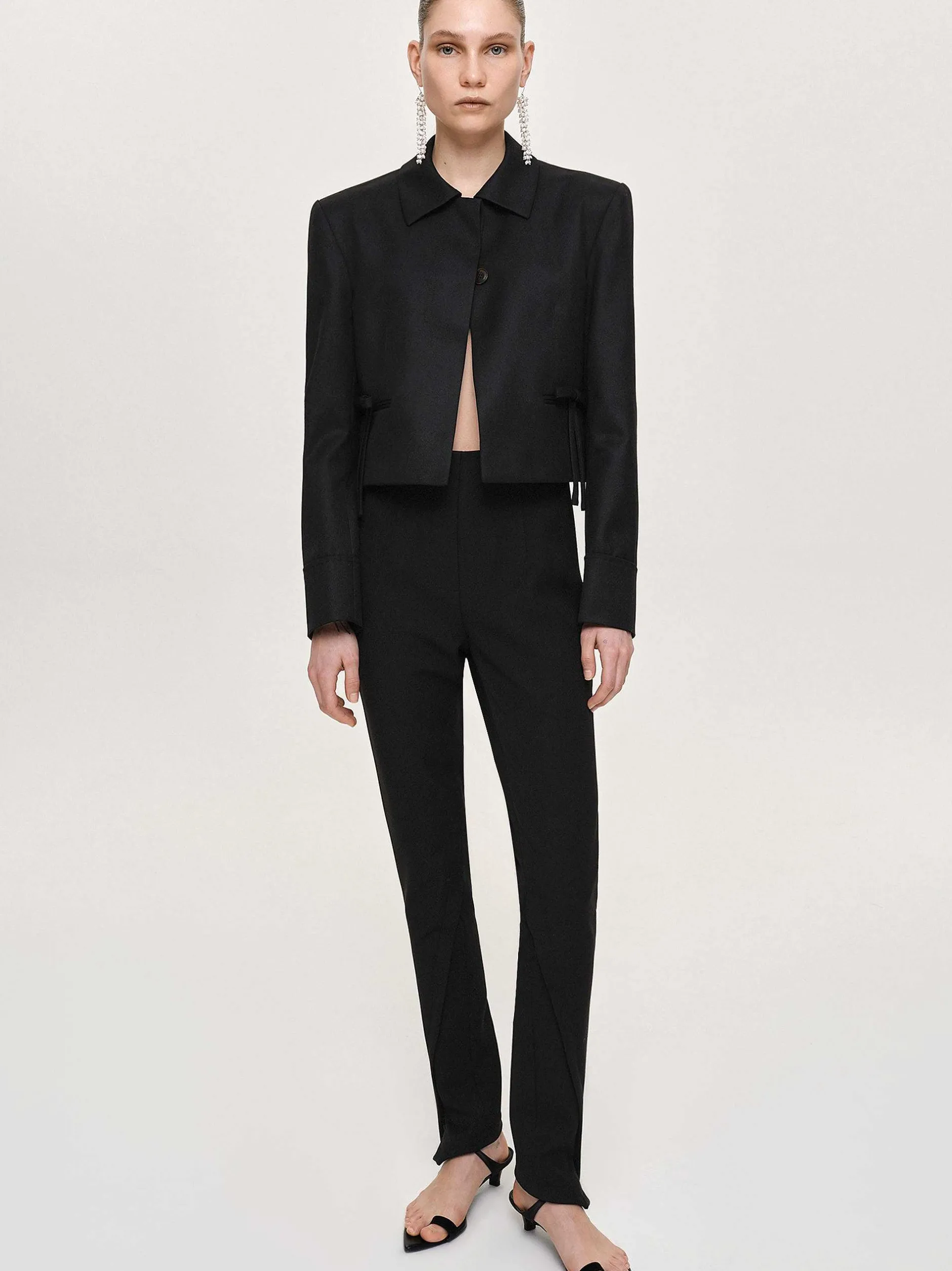 Bottoms-Source Unknown Tyia Bias-Cut Slim Trousers, Black