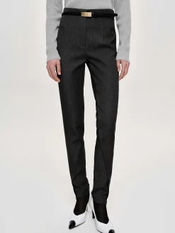 Bottoms-Source Unknown Tyia Bias-Cut Slim Trousers, Dark Charcoal
