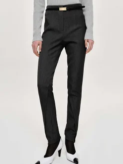 Bottoms-Source Unknown Tyia Bias-Cut Slim Trousers, Dark Charcoal