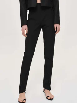 Clothing-Source Unknown Tyia Bias-Cut Slim Trousers, Black
