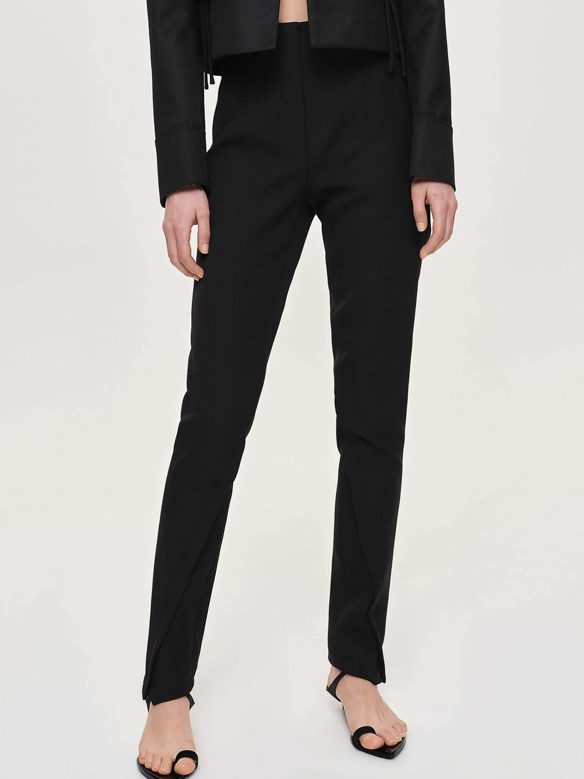 Clothing-Source Unknown Tyia Bias-Cut Slim Trousers, Black