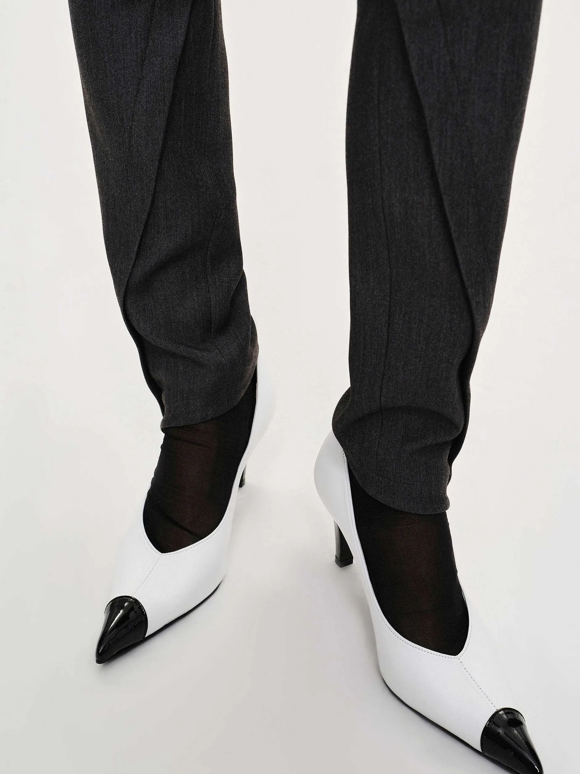Clothing-Source Unknown Tyia Bias-Cut Slim Trousers, Dark Charcoal