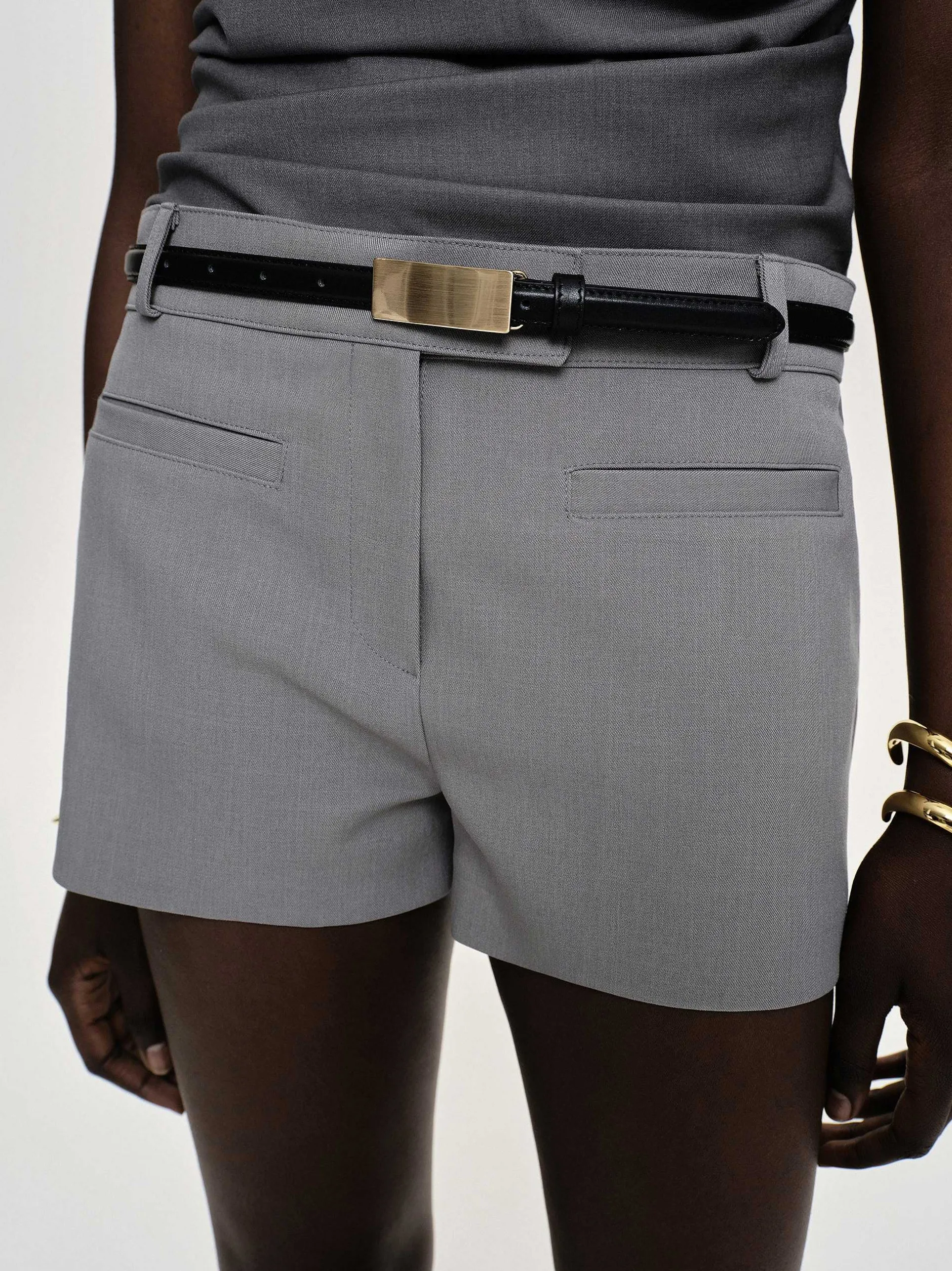 Clothing-Source Unknown Ulna Welt Pocket Shorts, Grey
