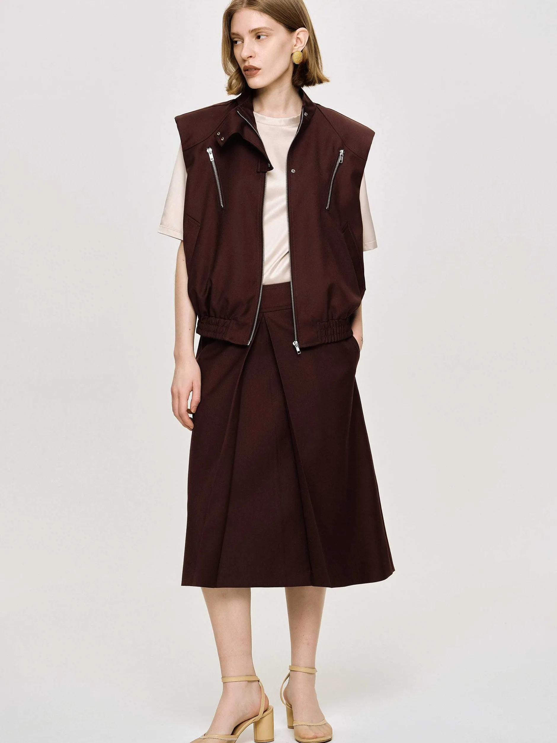 Accessories-Source Unknown Versatile Zip Vest, Black Cherry