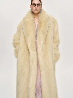 Clothing-Source Unknown Wallis Fur Oversized Grandpa Coat, Tuscan Cream