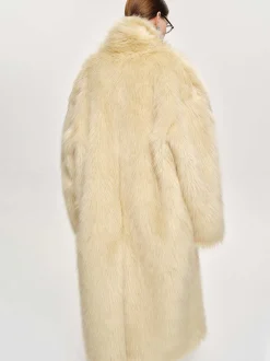 Clothing-Source Unknown Wallis Fur Oversized Grandpa Coat, Tuscan Cream