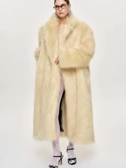 Clothing-Source Unknown Wallis Fur Oversized Grandpa Coat, Tuscan Cream