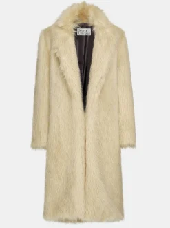 Outerwear-Source Unknown Wallis Fur Oversized Grandpa Coat, Tuscan Cream