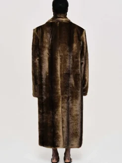 Clothing-Source Unknown Wallis Fur Oversized Grandpa Coat, Espresso