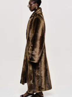 Clothing-Source Unknown Wallis Fur Oversized Grandpa Coat, Espresso