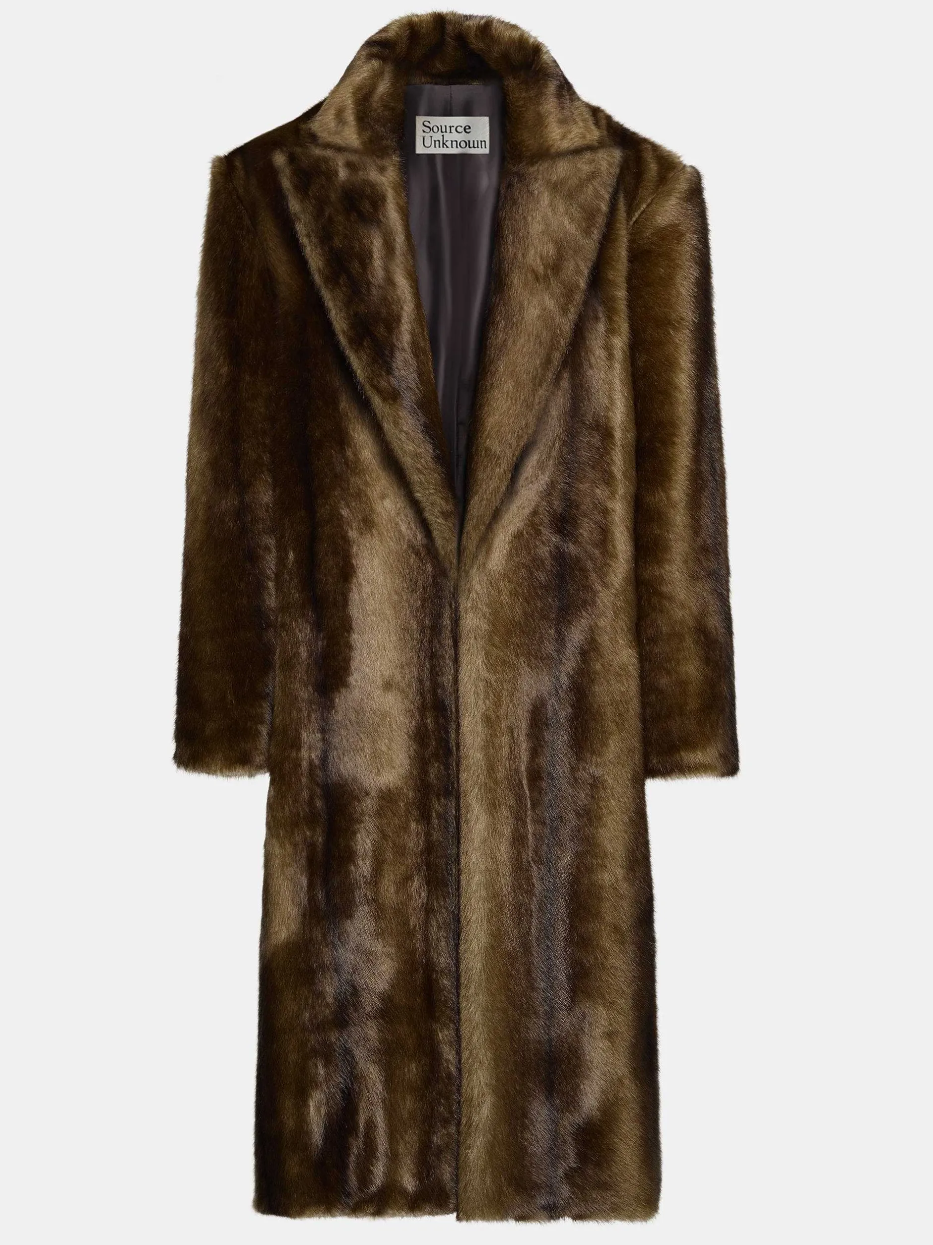 Clothing-Source Unknown Wallis Fur Oversized Grandpa Coat, Espresso