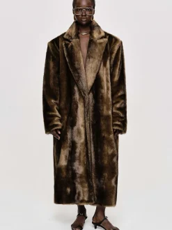 Clothing-Source Unknown Wallis Fur Oversized Grandpa Coat, Espresso