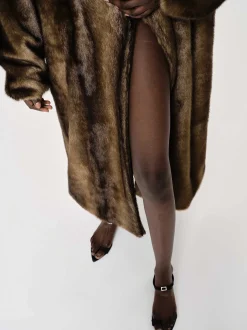 Clothing-Source Unknown Wallis Fur Oversized Grandpa Coat, Espresso