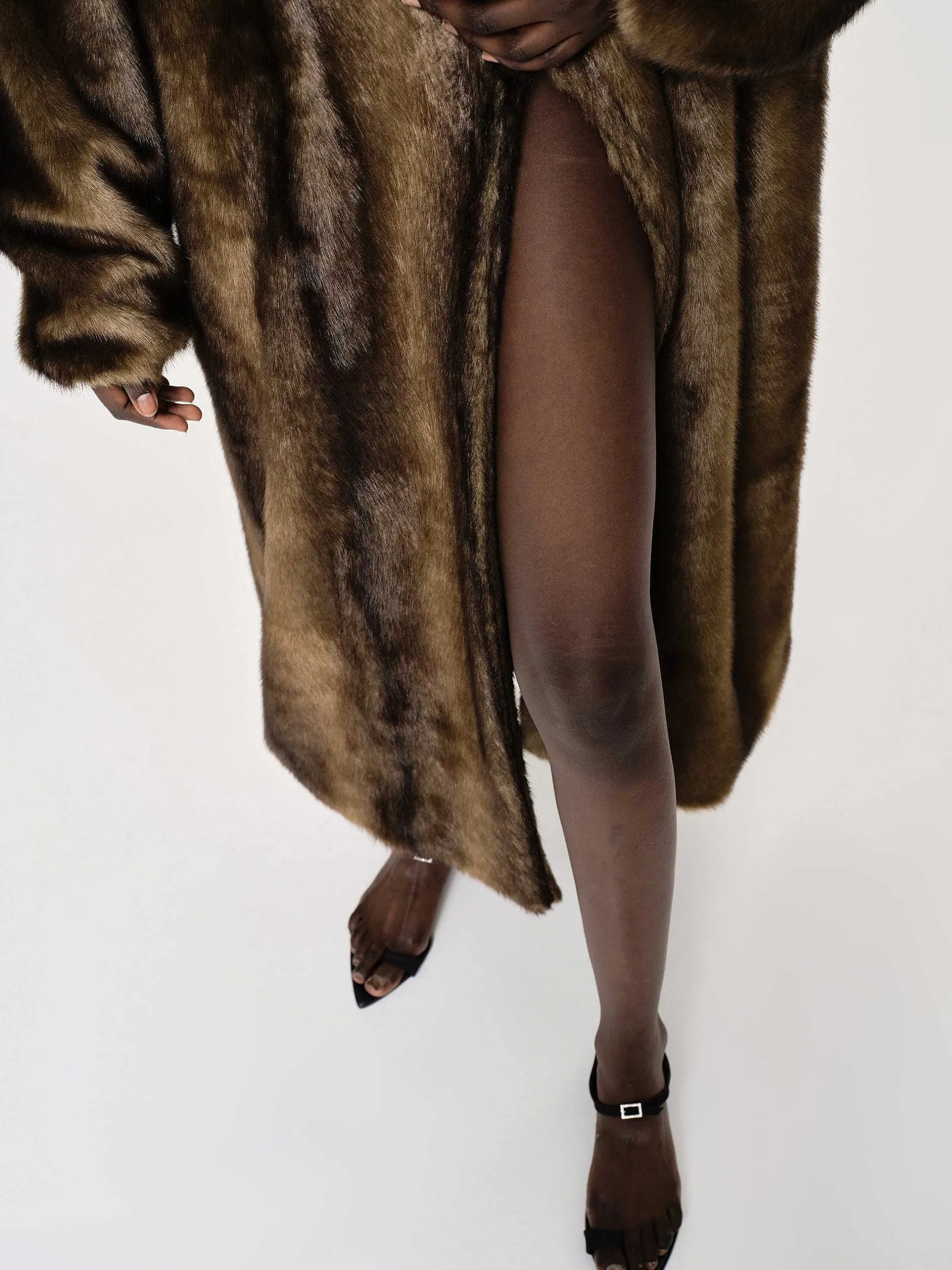 Clothing-Source Unknown Wallis Fur Oversized Grandpa Coat, Espresso