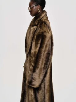 Clothing-Source Unknown Wallis Fur Oversized Grandpa Coat, Espresso
