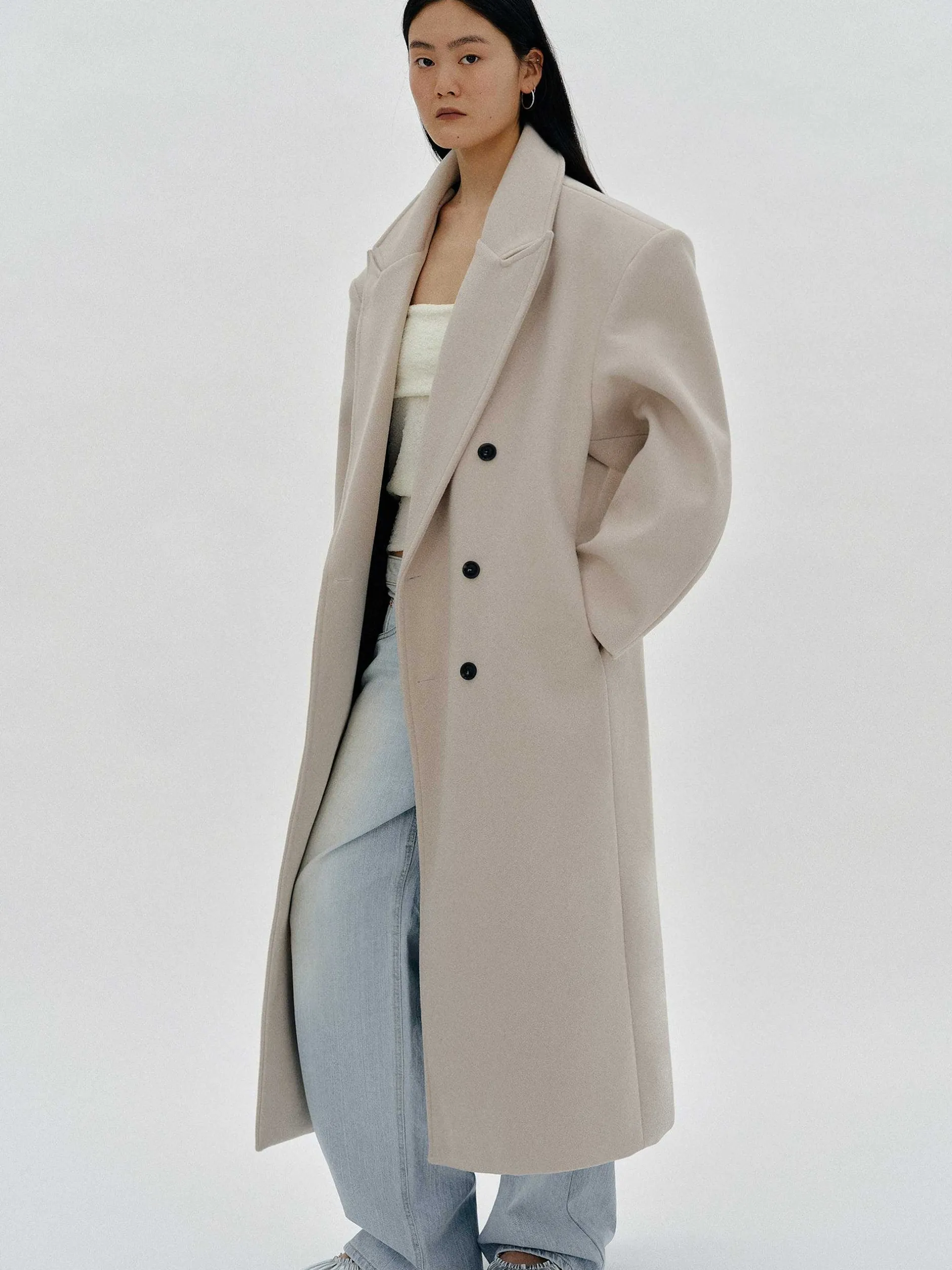 Clothing-Source Unknown Wallis Oversized Grandpa Coat, Beige