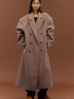 Outerwear-Source Unknown Wallis Oversized Grandpa Coat, Latte