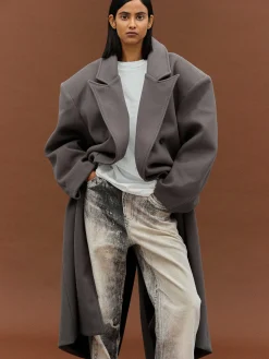 Outerwear-Source Unknown Wallis Oversized Grandpa Coat, Grey