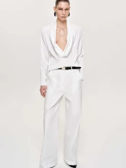 Clothing-Source Unknown Wide-Leg Poplin Pants, White