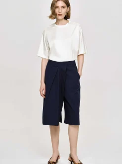 Clothing-Source Unknown Wrapped Cotton Shorts, Navy