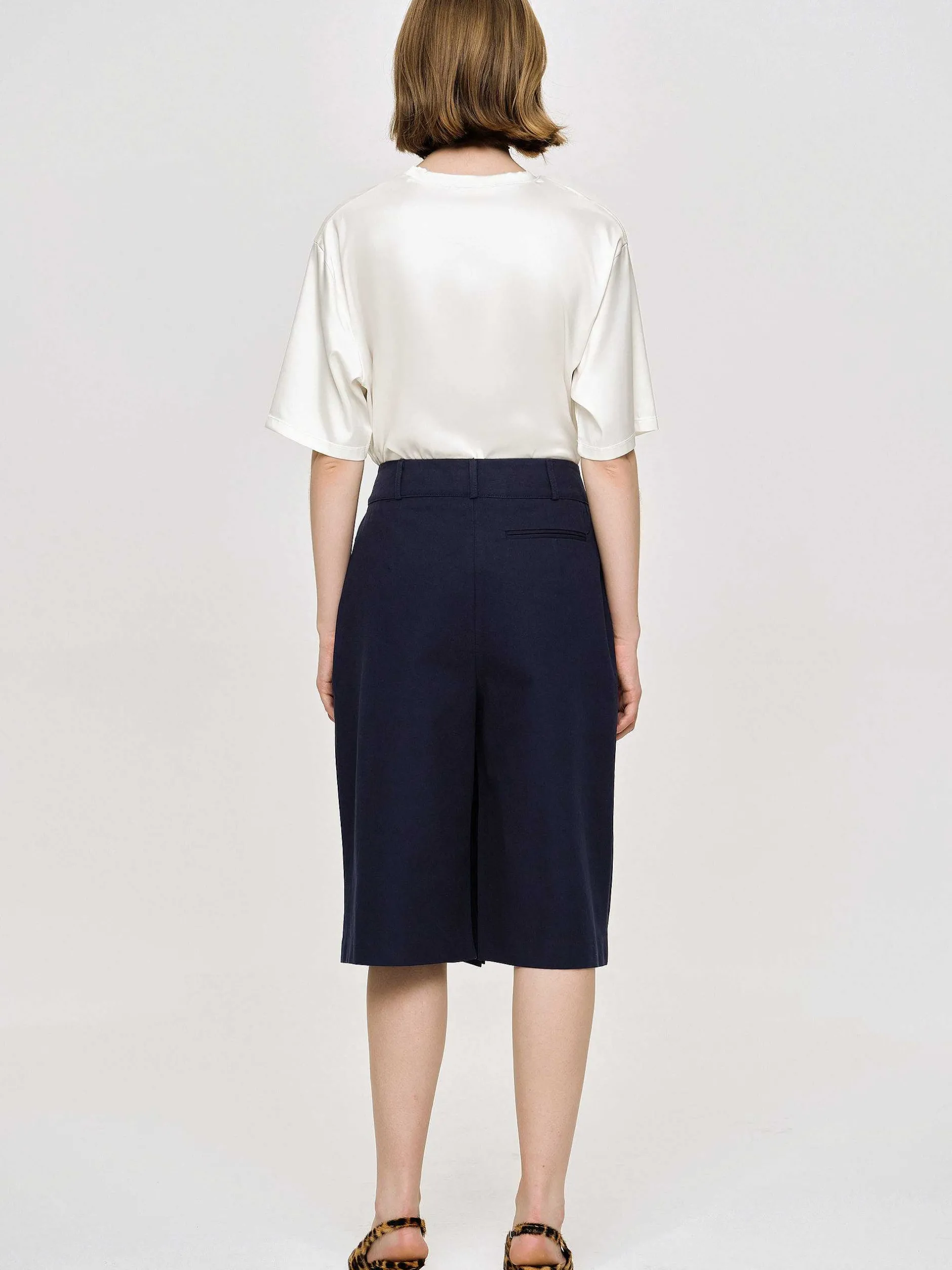 Clothing-Source Unknown Wrapped Cotton Shorts, Navy
